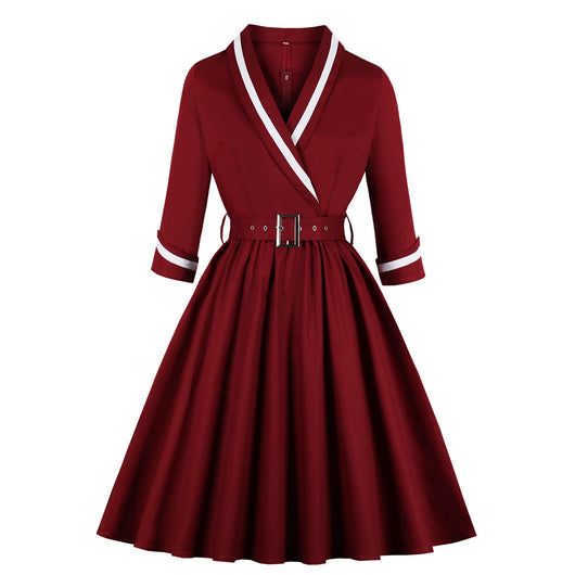 Vestido Elegante con Escote en V Profundo y Mangas Abullonadas