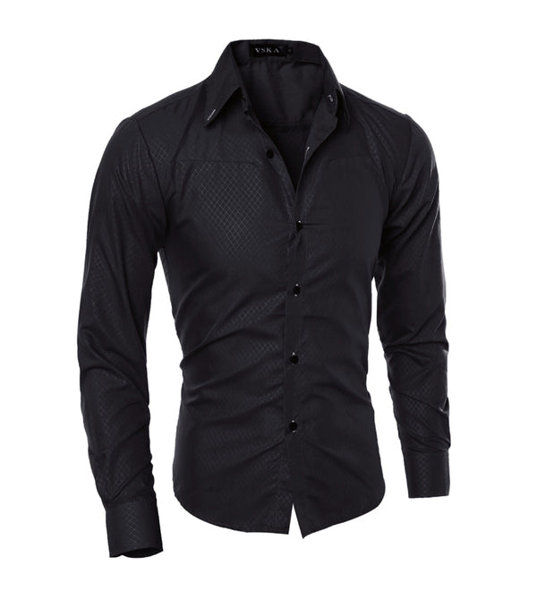 Camisa de Cuadros Diamante para Hombre - Manga Larga Elegante