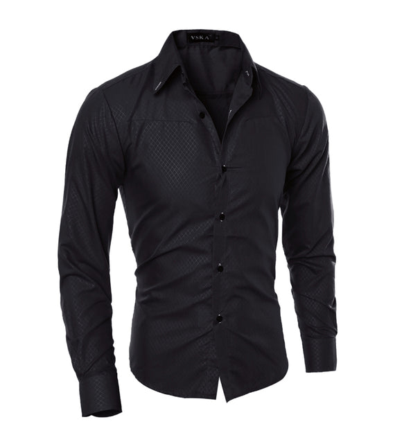 Camisa de Cuadros Diamante para Hombre - Manga Larga Elegante