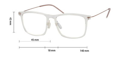 Two pairs of clear rectangular anti-blue light glasses with thin rose gold temples on a white background. - Image 5