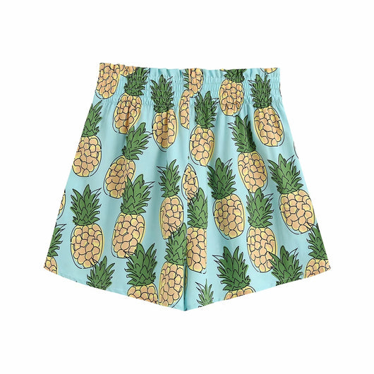 Shorts Sueltos Estampado Piña con Efecto Reductor