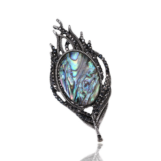 Broche de Pluma con Nácar de Abulón Natural