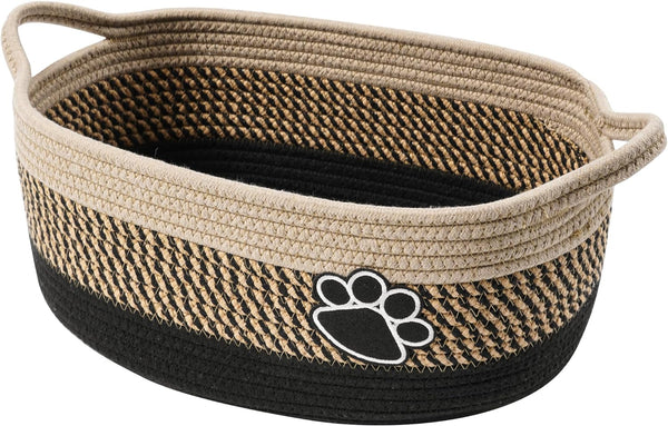 Canasta Tejida de Algodón Beige con Asa - Organizador Versátil para el Hogar