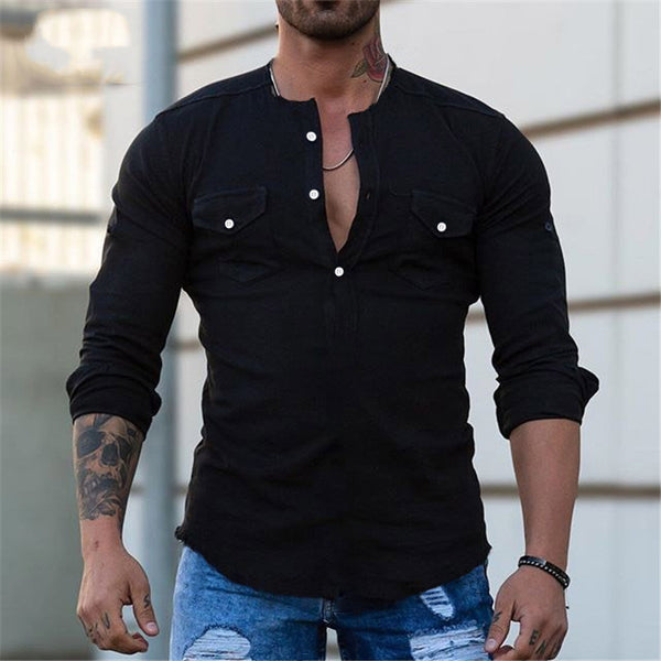 Camisa Casual Slim Fit Color Liso para Hombre