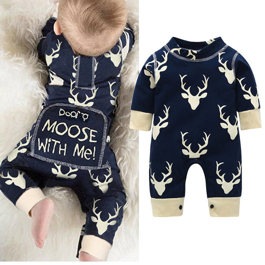 Mameluco Infantil de Algodón con Estampado Venado de Manga Larga - Image 3