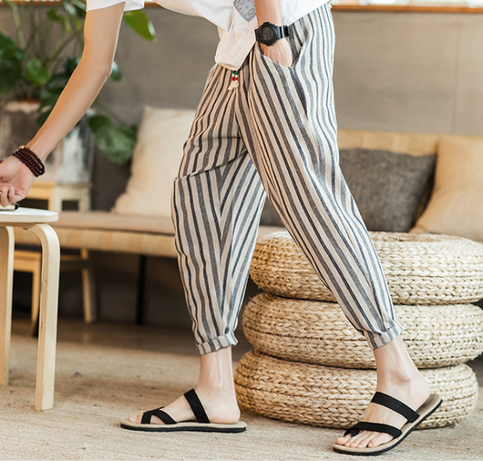 Pantalones Casuales Hombre Talla Grande Algodón Lino Estilo Japonés - Image 3