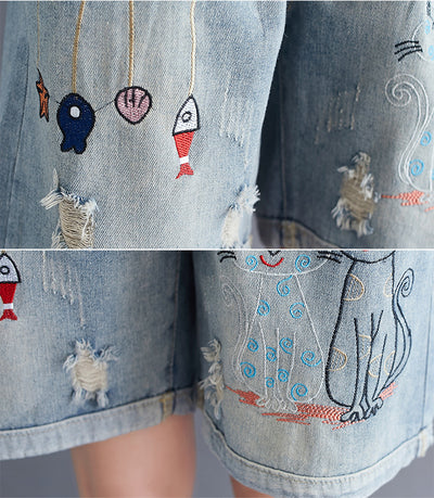 Shorts de Mezclilla Cintura Alta Suelta para Mujer - Comodidad de Verano - Image 10