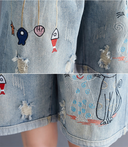 Shorts de Mezclilla Cintura Alta Suelta para Mujer - Comodidad de Verano - Image 10