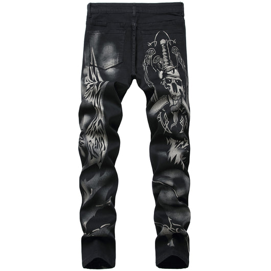 Pantalones Jeans Slim Fit Elásticos con Estampado Negro para Hombre - Image 11