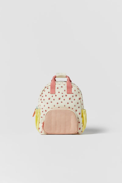 Mochila Escolar Infantil de Lona Algodón con Estampado Fresa Multicolor - Image 7
