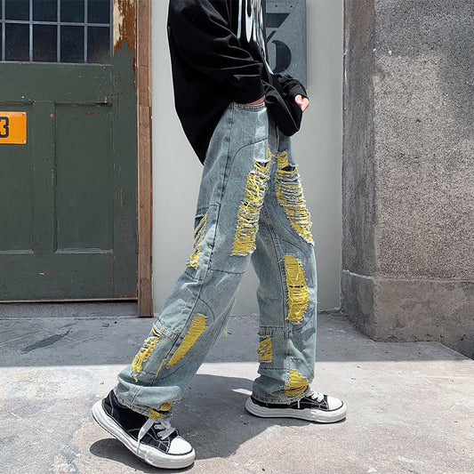 Jeans Vintage Holgados Rotos y Desgastados para Hombre