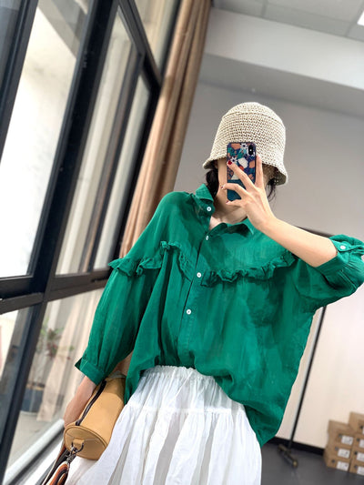 Camisa de Madera con Costuras en Solapa