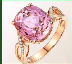 Anillo de Turmalina con Cristal Rosa y Circonitas - Diseño de Moda Europeo - Image 5