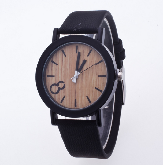 Reloj Retro Unisex con Correa de Cuero PU Efecto Madera - Image 2