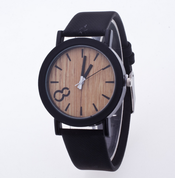 Reloj Retro Unisex con Correa de Cuero PU Efecto Madera