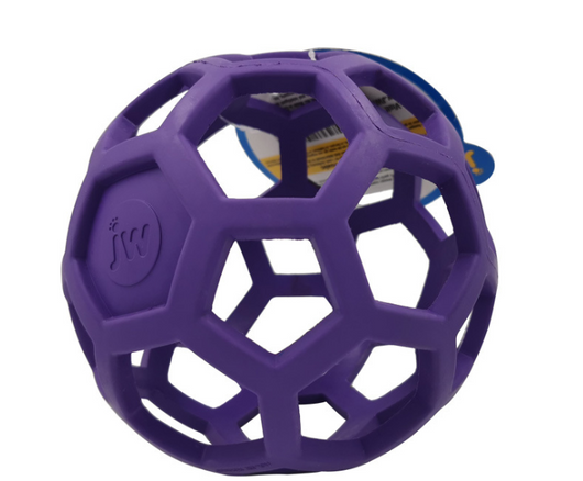 Purple geometric pet toy ball made of natural rubber, designed for treat dispensing and teeth cleaning. - Image 6