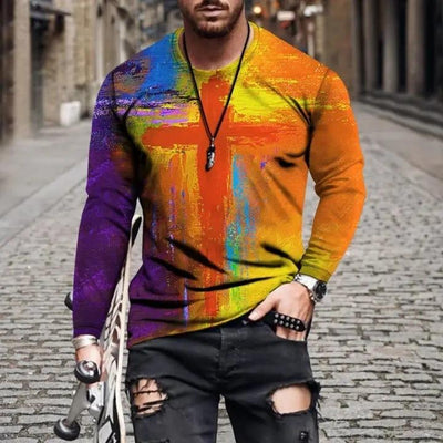 Camiseta Hombre Cuello Redondo Ajustada con Estampado de Letras