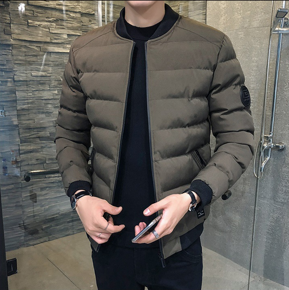 Chaqueta Acolchada con Cuello de Pie para Hombre - Estilo Béisbol