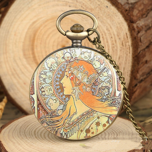Reloj de Bolsillo Diosa del Arte - Pintura al Óleo