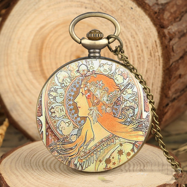 Reloj de Bolsillo Diosa del Arte - Pintura al Óleo