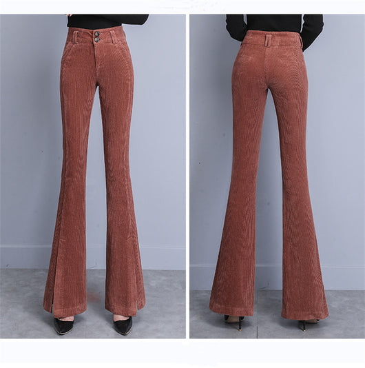 Pantalón Pana Cintura Alta Acampanado Suave y Cómodo