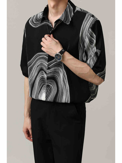 Camisa Casual Hombre Manga Corta Contraste Retro Suelta - Image 2