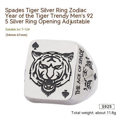 Anillo de Plata Tigre del Zodiaco Chino - Diseño Trendy - Image 4