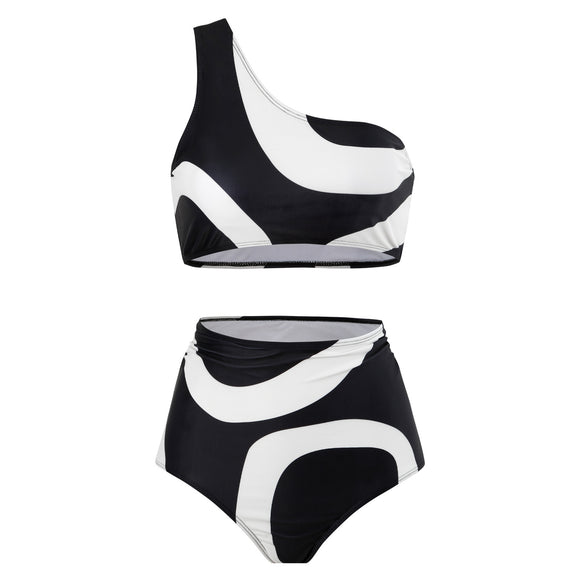 Bikini Asimétrico con Falda Envolvente - Diseño Sexy de Una Hombrera