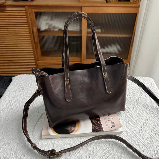 Bolso de Cuero Genuino para Mujer - Diseño Vintage Versátil para Diario - Image 12