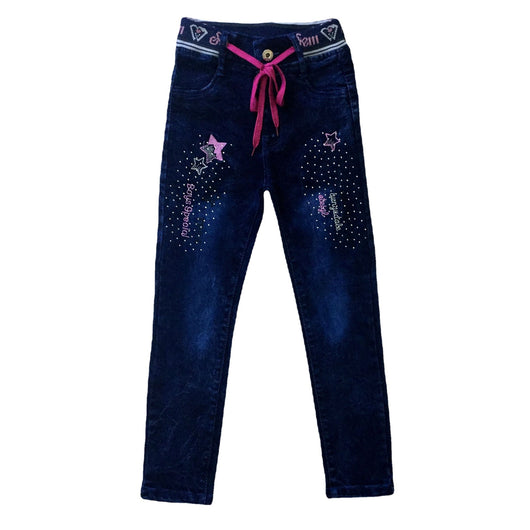 Jeans Ajustados para Niña con Cordones y Bordado de Diamantes - Image 5