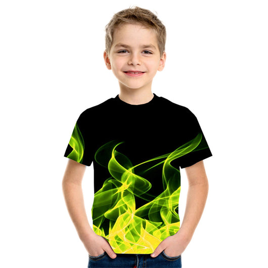Camiseta Infantil Estampado Llamas 3D en Tres Colores - Image 9