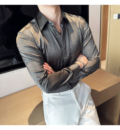 Camisa Larga Hombre Ice Silk Textura Premium - Transpirable y Fresca - Image 10