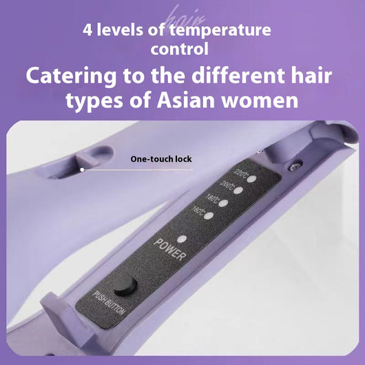 Lavender hair waver with rose gold corrugated plates for creating small curls or waves, shown on a white background. - Image 16
