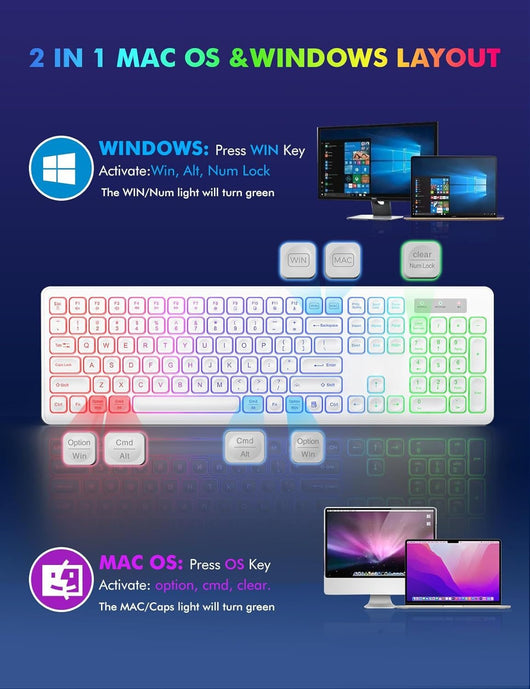 Teclado y Ratón Inalámbricos con Retroiluminación 24g Recargables - Image 36