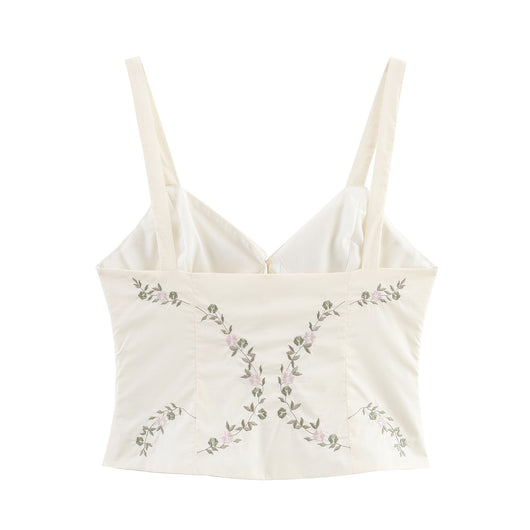 Blusa de Tirantes Bordada en Popelina - Estilo Europeo Minimalista - Image 2