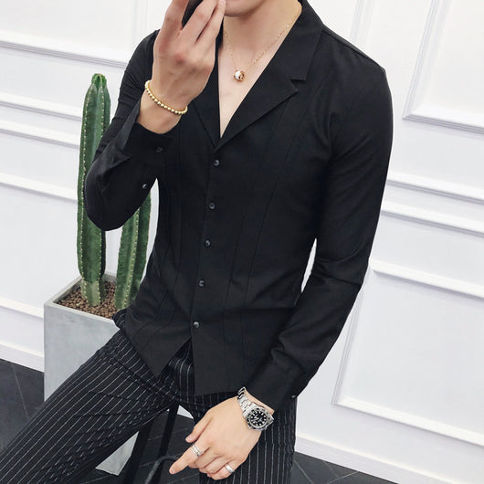 Camisa Manga Larga Clásica de Color Sólido para Hombre - Image 11