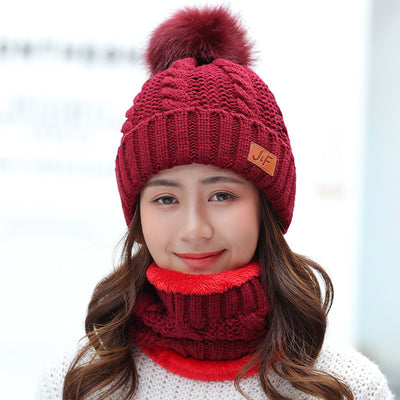 Conjunto de Gorro y Bufanda Bib Tejido para Damas Invierno - Image 4
