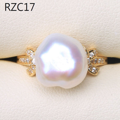 Anillo de Perla Barroca Natural Diseño Luna Platino - Image 80