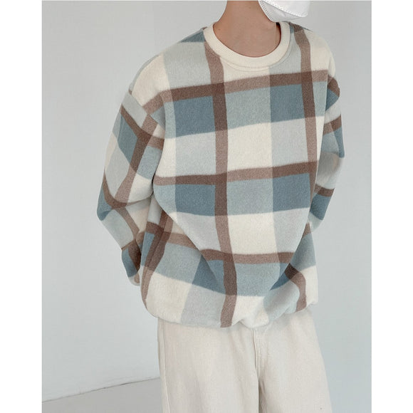 Sudadera Cuadros Texturizada para Hombre - Corte Holgado Manga Larga