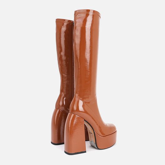 Botas Altas de Plataforma con Tacón Grueso y Punta Redonda - Image 2