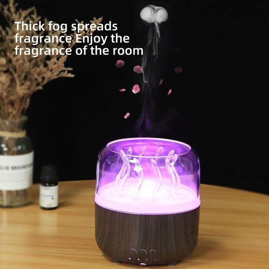 Luz Ambiental Medusa Dinámica con Patrón de Madera y Rotación - Image 3