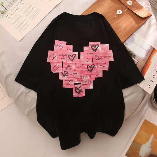 Playera Estampada Alfabeto Cartoon para Parejas - Unisex Manga Corta - Image 3