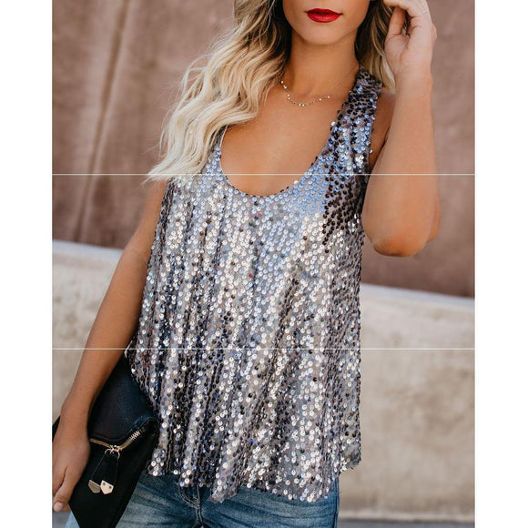 Chaleco Camiseta Lentejuelas Mujer Elegante