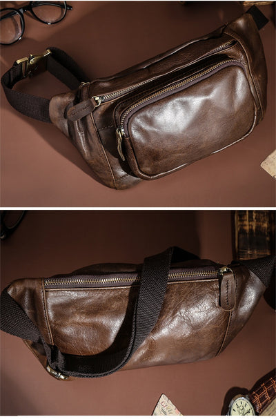 Bolsa Pecho Cuero Genuino Estilo Retro para Hombre - Image 17