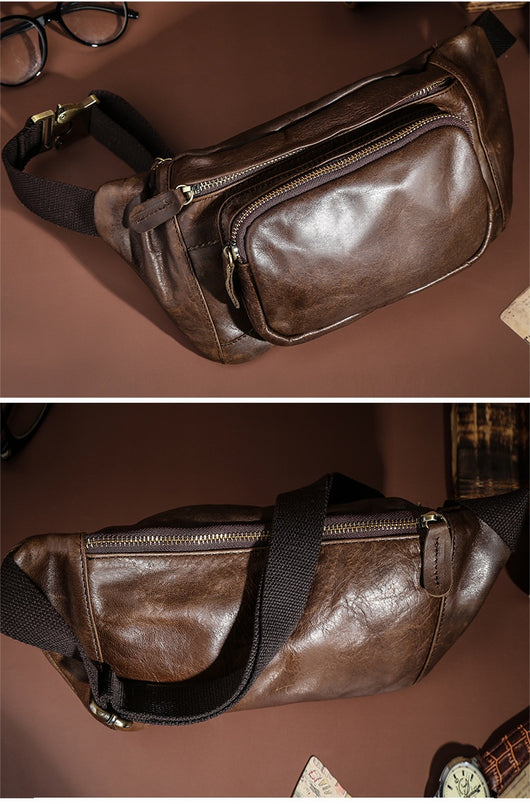 Bolsa Pecho Cuero Genuino Estilo Retro para Hombre - Image 17