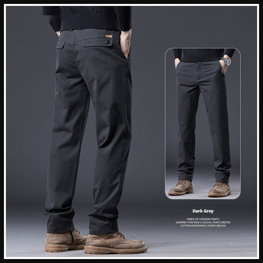 Pantalones Casuales de Algodón Puro con Stretch - Corte Recto Relajado para Hombre - Image 4