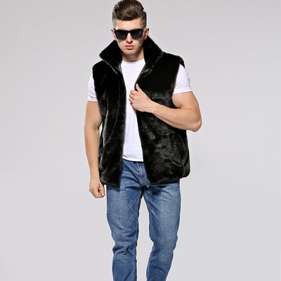 Chaleco de Piel Sintética con Capucha y Cierre para Hombre - Image 7