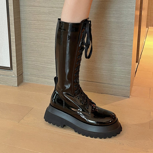 Botas Militares para Mujer con Suela Gruesa y Cierre Lateral - Image 3