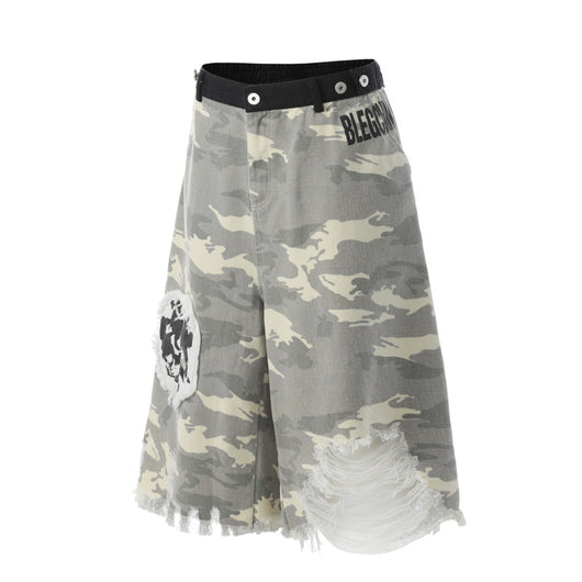 Shorts Camuflaje Hip Hop con Bordados de Personajes Estilo Americano - Image 3