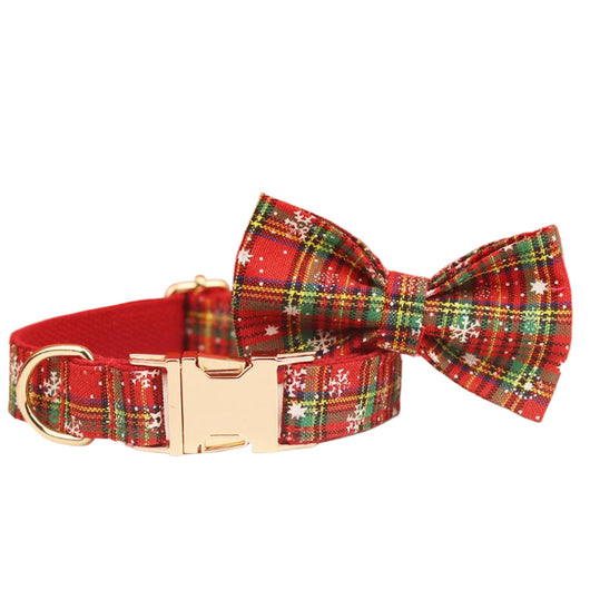 Collar Navideño para Mascotas con Correa - Diseño Copo de Nieve y Lazo - Image 3